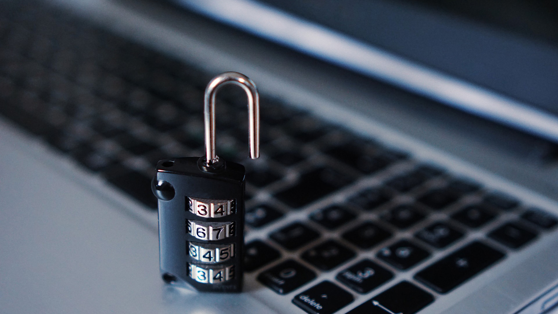 Padlock and Laptop Representing Cyber Security