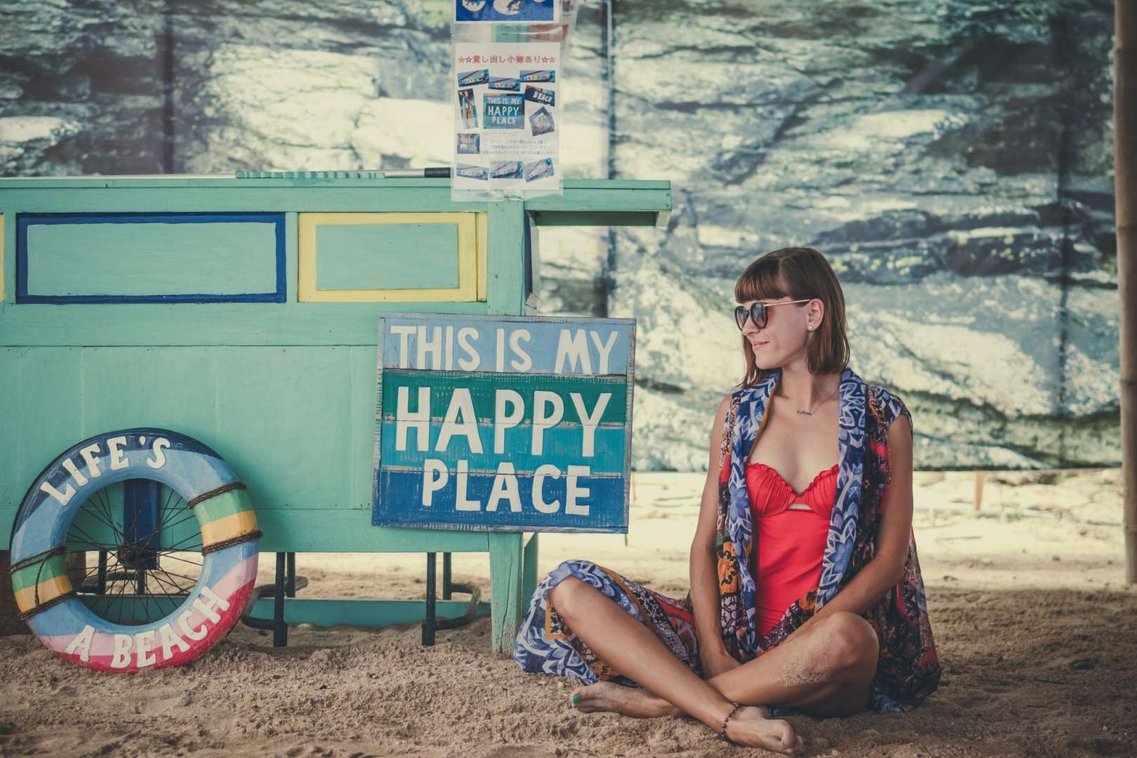 Happy Woman Relaxing On a Beach
